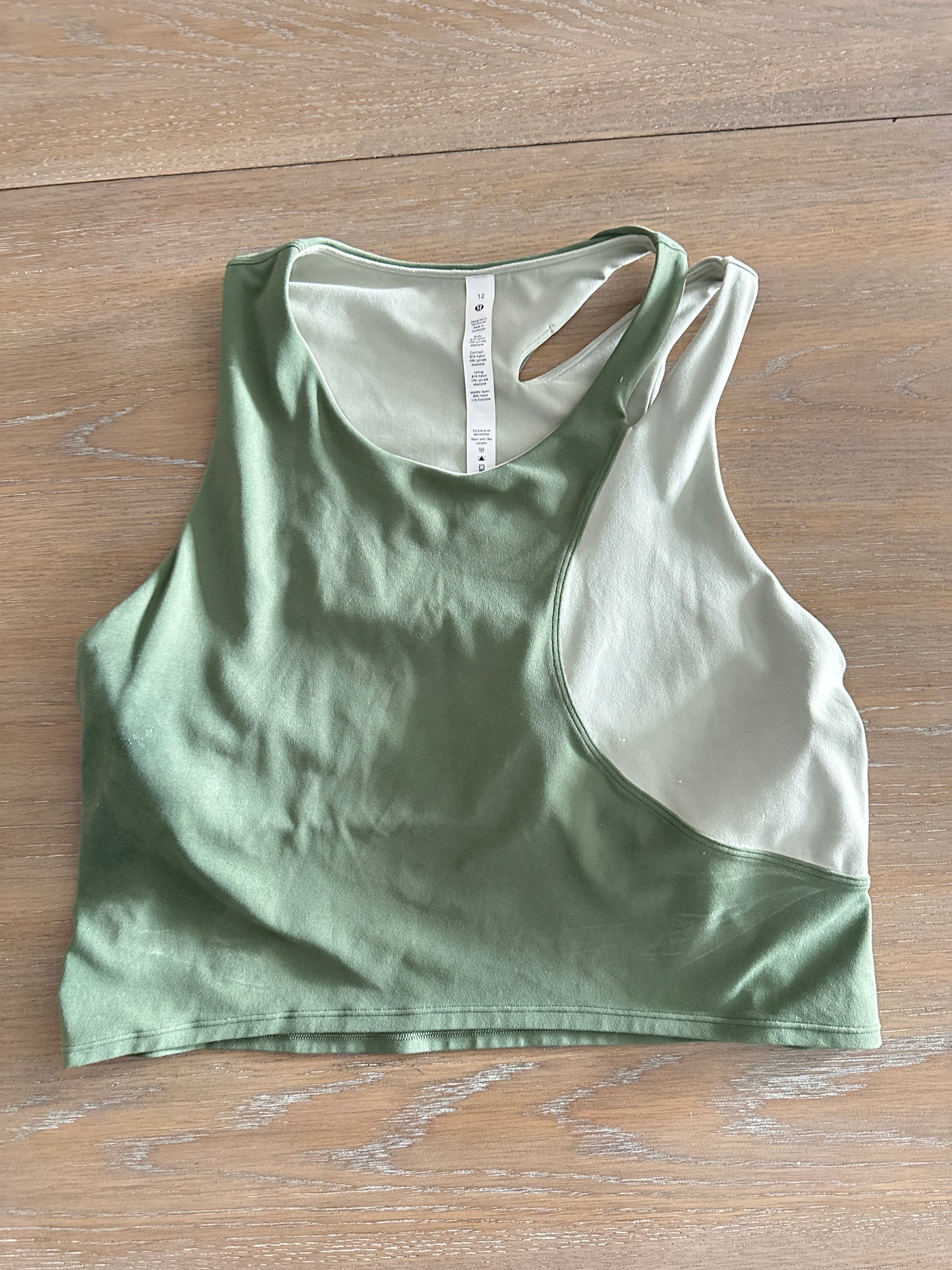 lululemon asymmetrical green align tank (size 12)