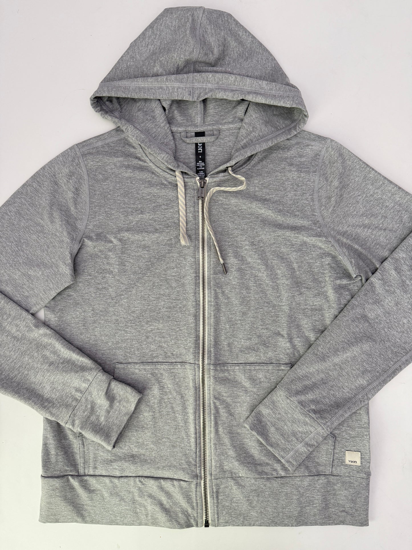 vuori halo performance grey zip up hoodie (size small)