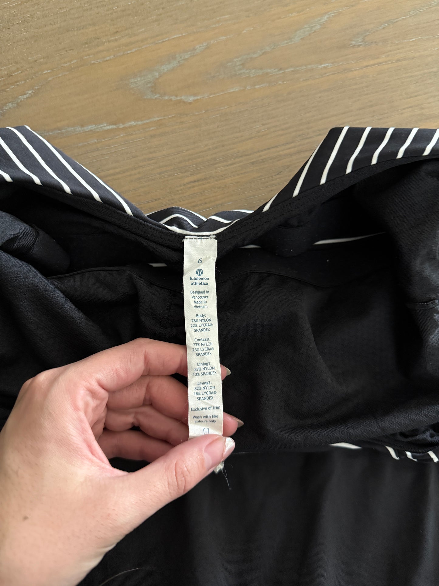 lululemon striped tank top with sports bra (size 6)