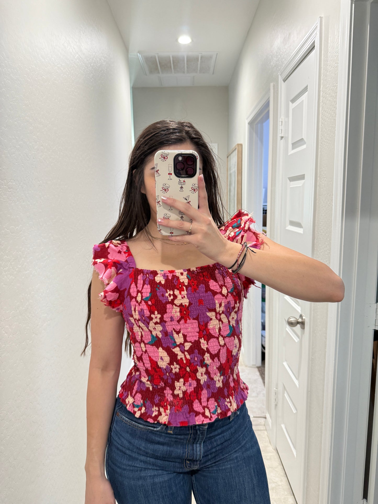 free people smocked tank top (size xsmall)