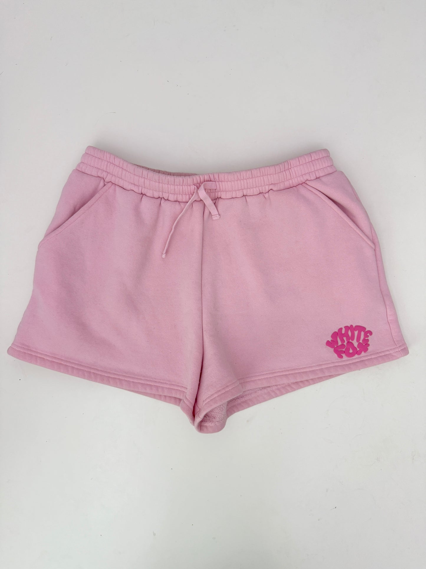 white fox high rise sweat shorts (size XL)