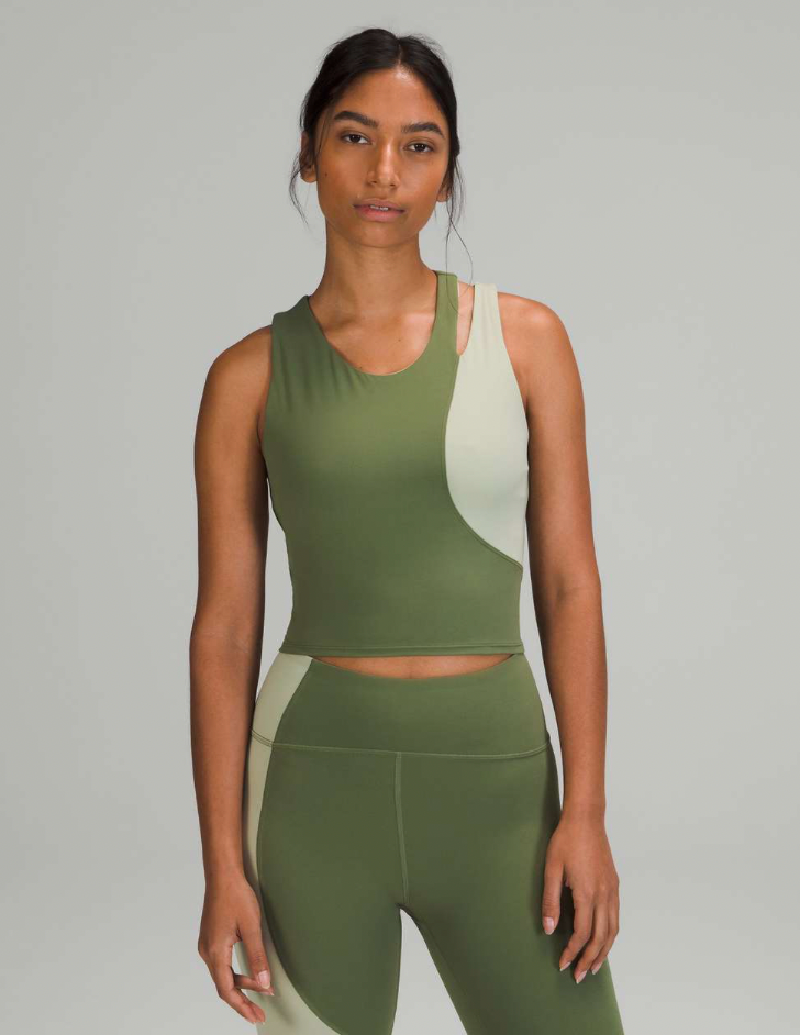 lululemon asymmetrical green align tank (size 12)