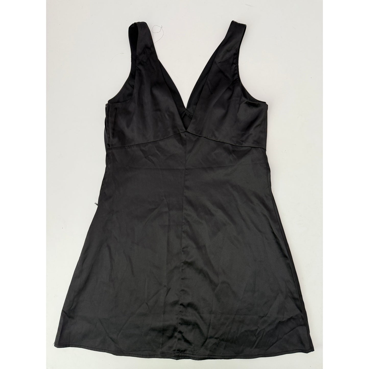 Mi Ami Black Satin V-Neck Mini Dress - Size Medium