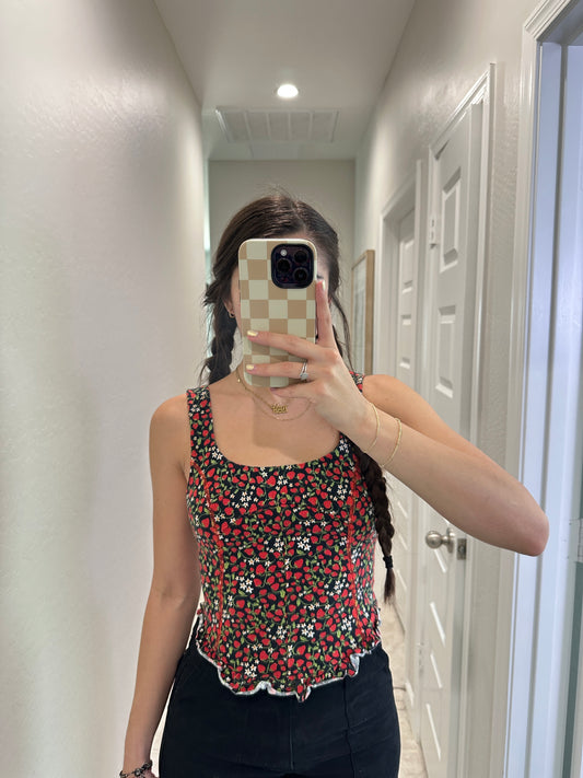 free people melanie strawberry tank (size small)