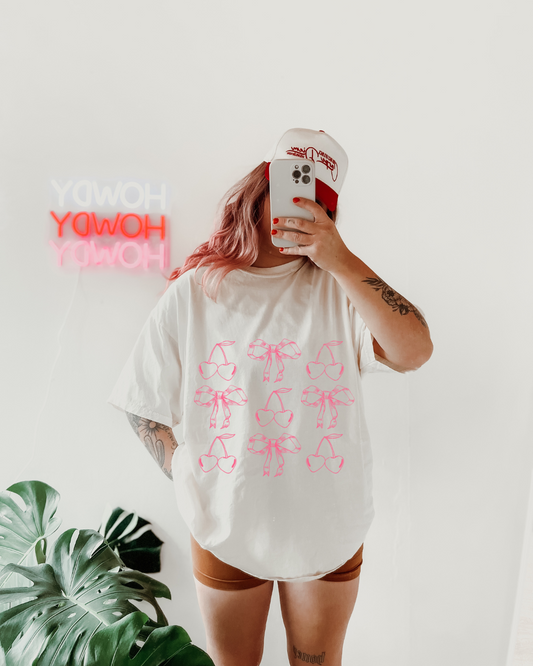 cherry bow comfort colors graphic tee (NEW!)