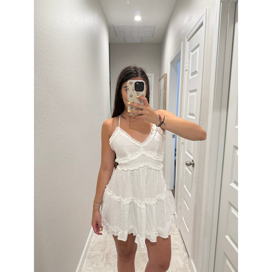 Mi Ami white ruffle mini dress - size xsmall