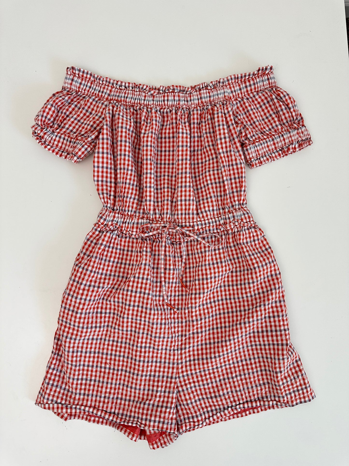 anthropologie gingham romper (size xsmall)