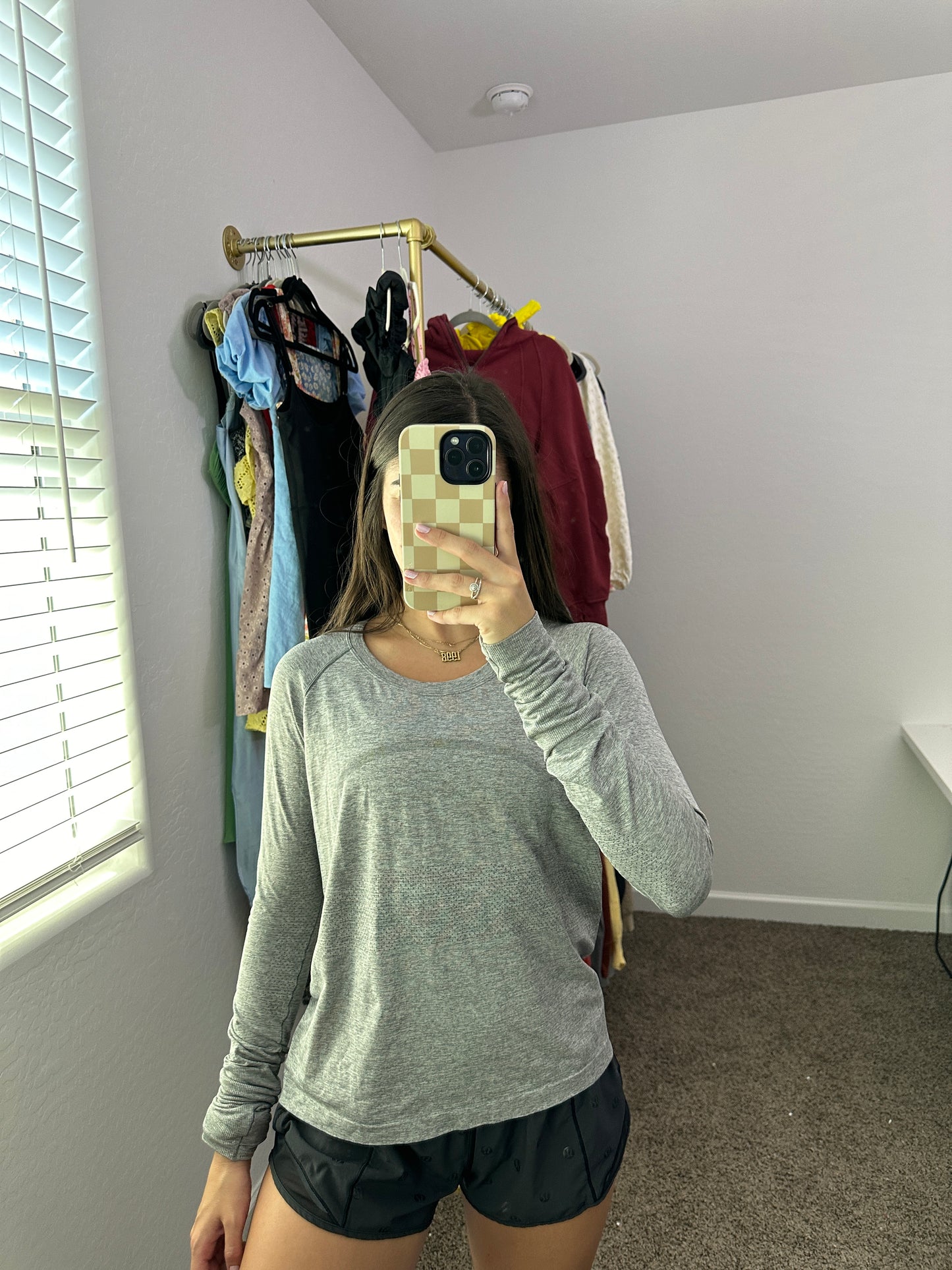 lululemon grey long sleeve swiftly - race length (size 12)