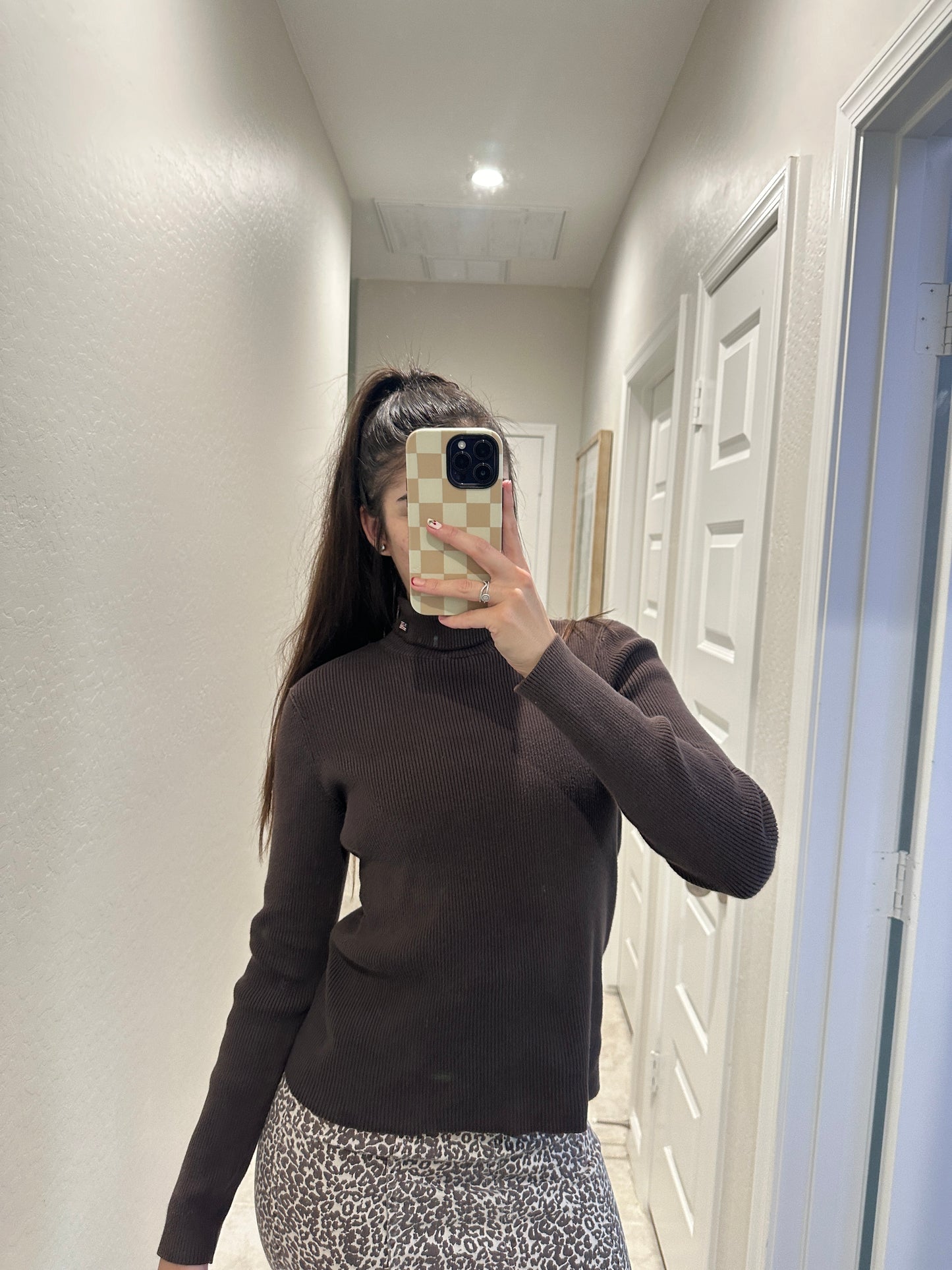 Ralph Lauren chocolate brown knit turtleneck (size large)