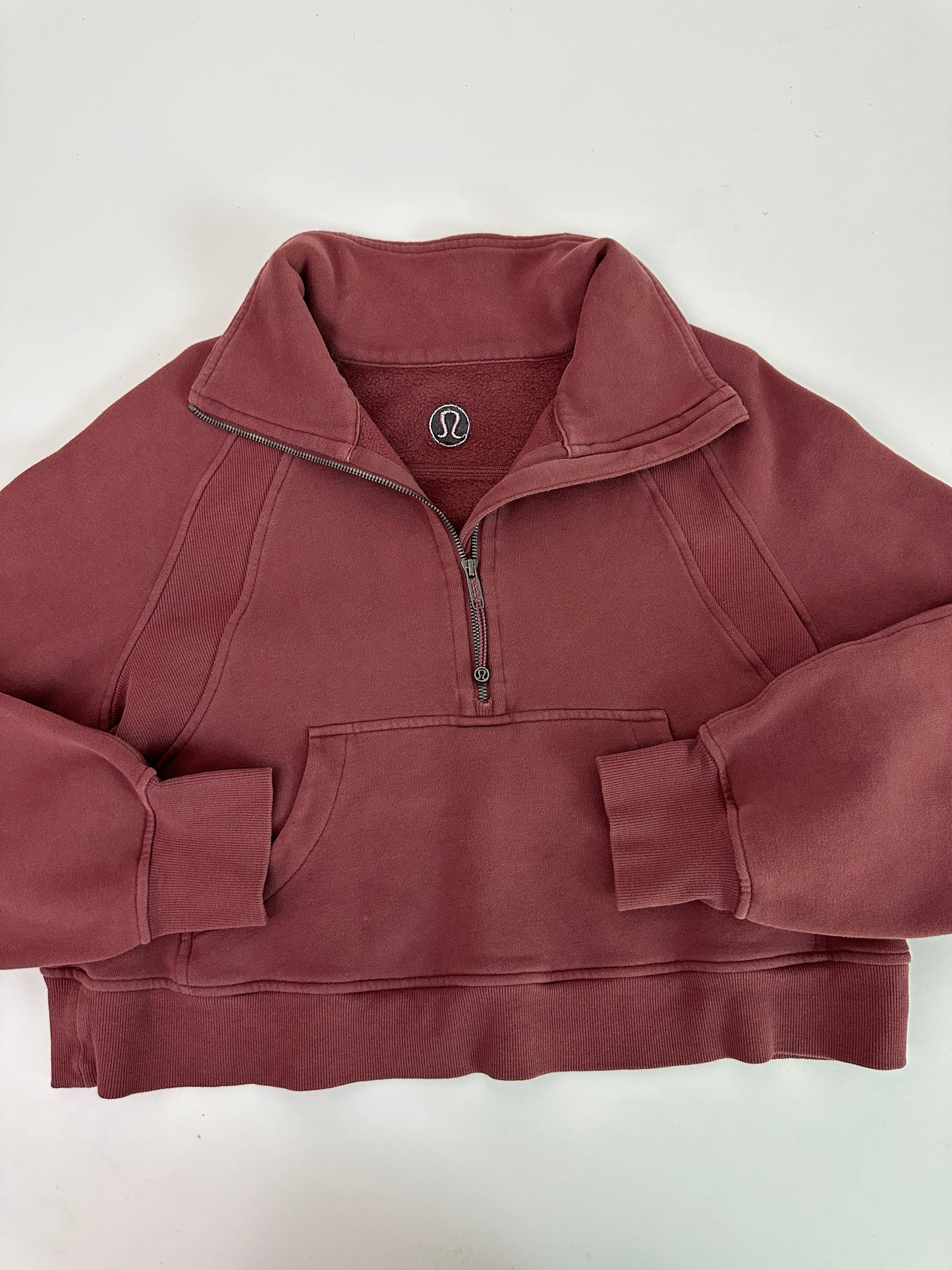 lululemon maroon scuba half zip funnel neck (size M/L)