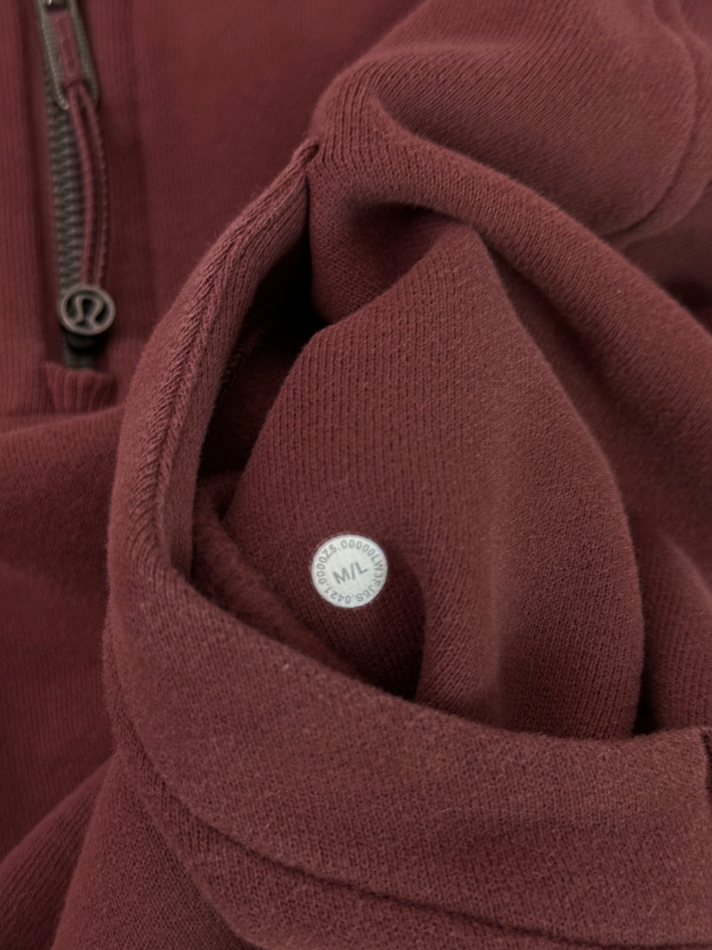 lululemon maroon scuba half zip funnel neck (size M/L)