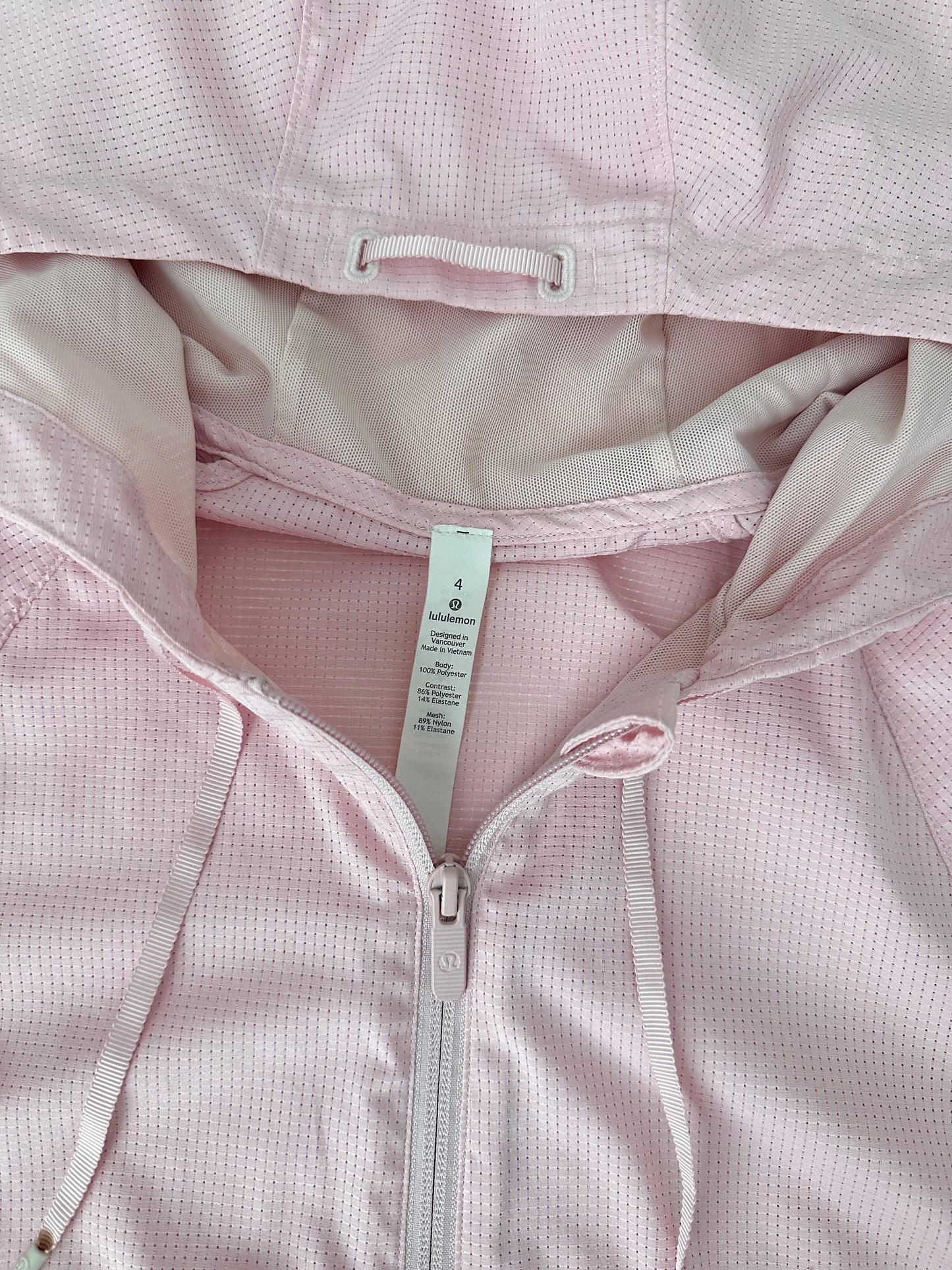 lululemon pink packable pack light pullover 1/2 zip (size 4)