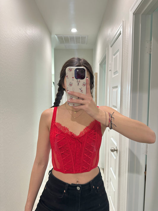 Victorias secret red lace corset (size small)