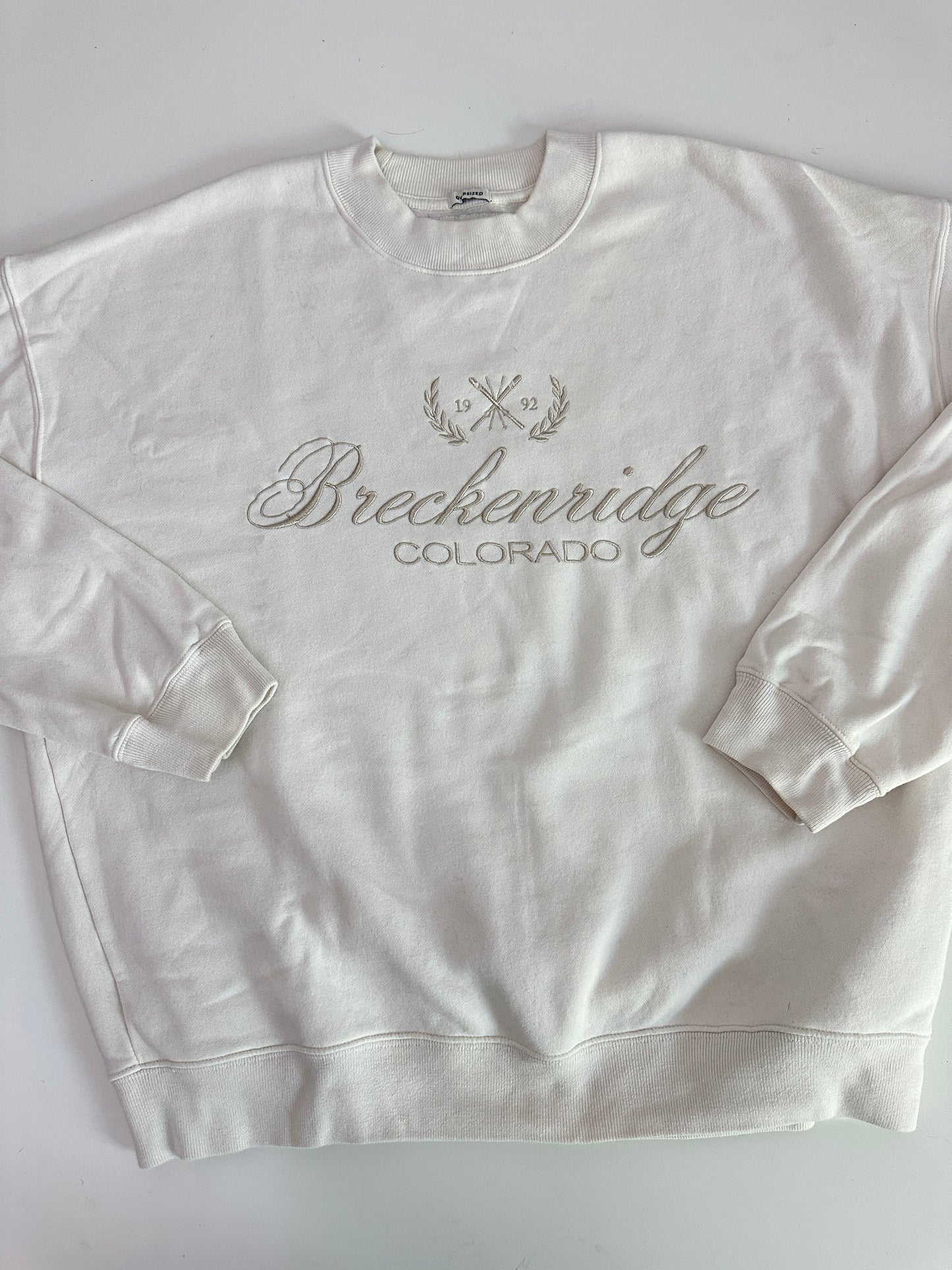 abercrombie breckenridge embroidered crewneck (size large)