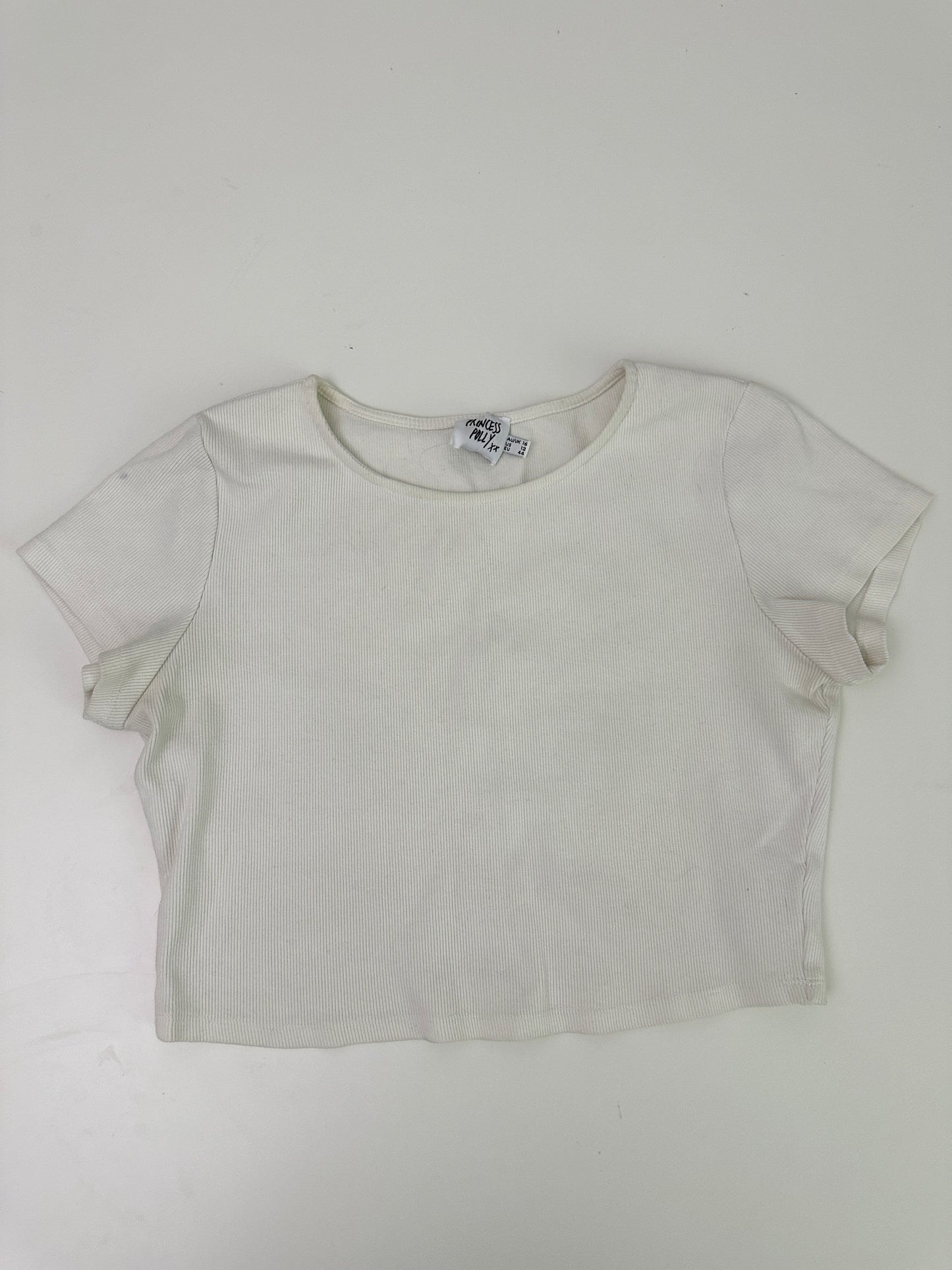 princess polly white ribbed tee (size 12)