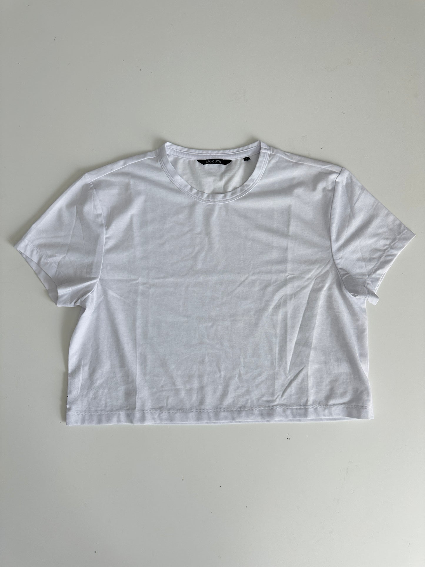 CUTS clothing "almost Friday" cropped tee (size small)