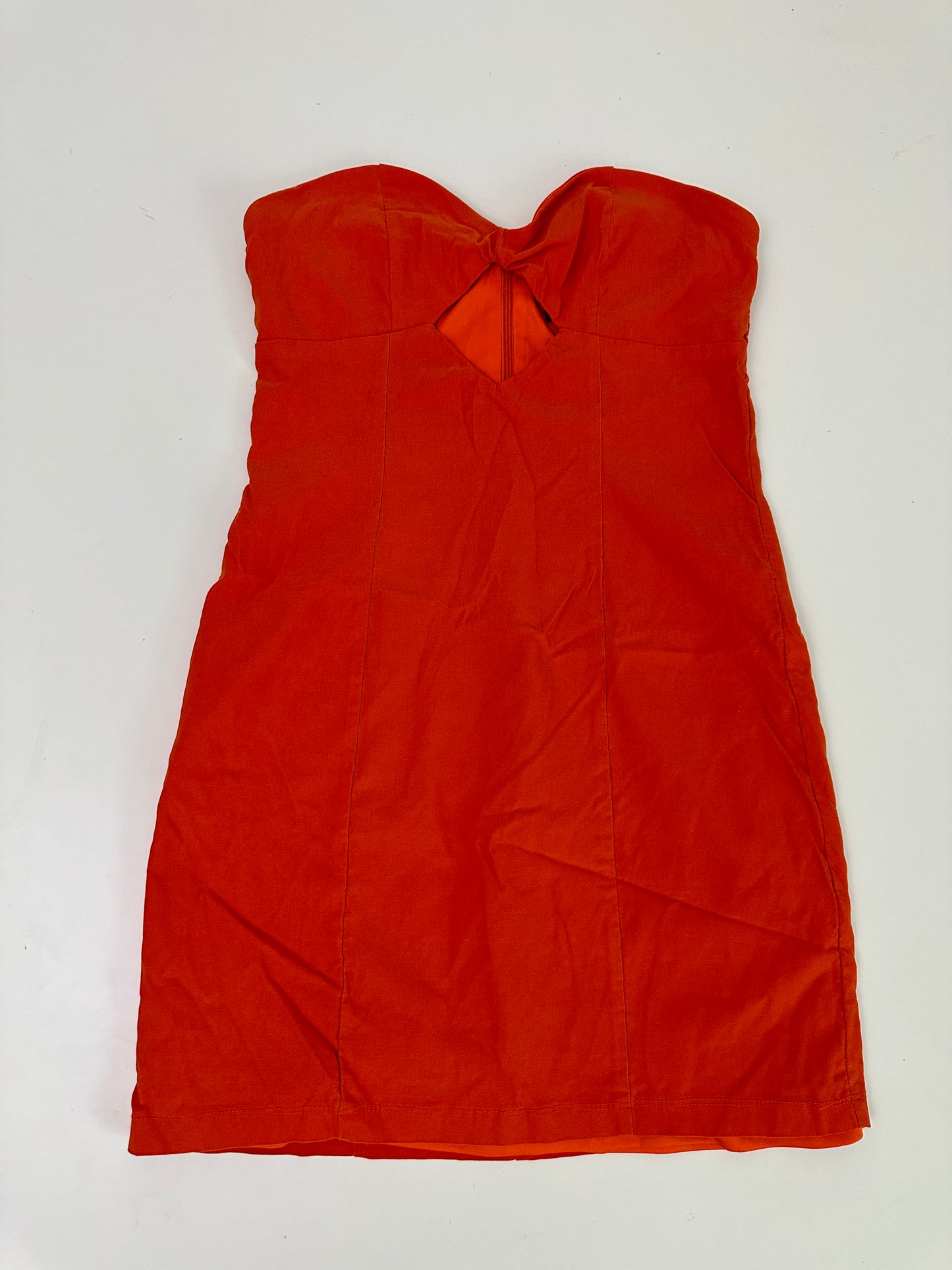 white fox orange strapless mini dress (size large)