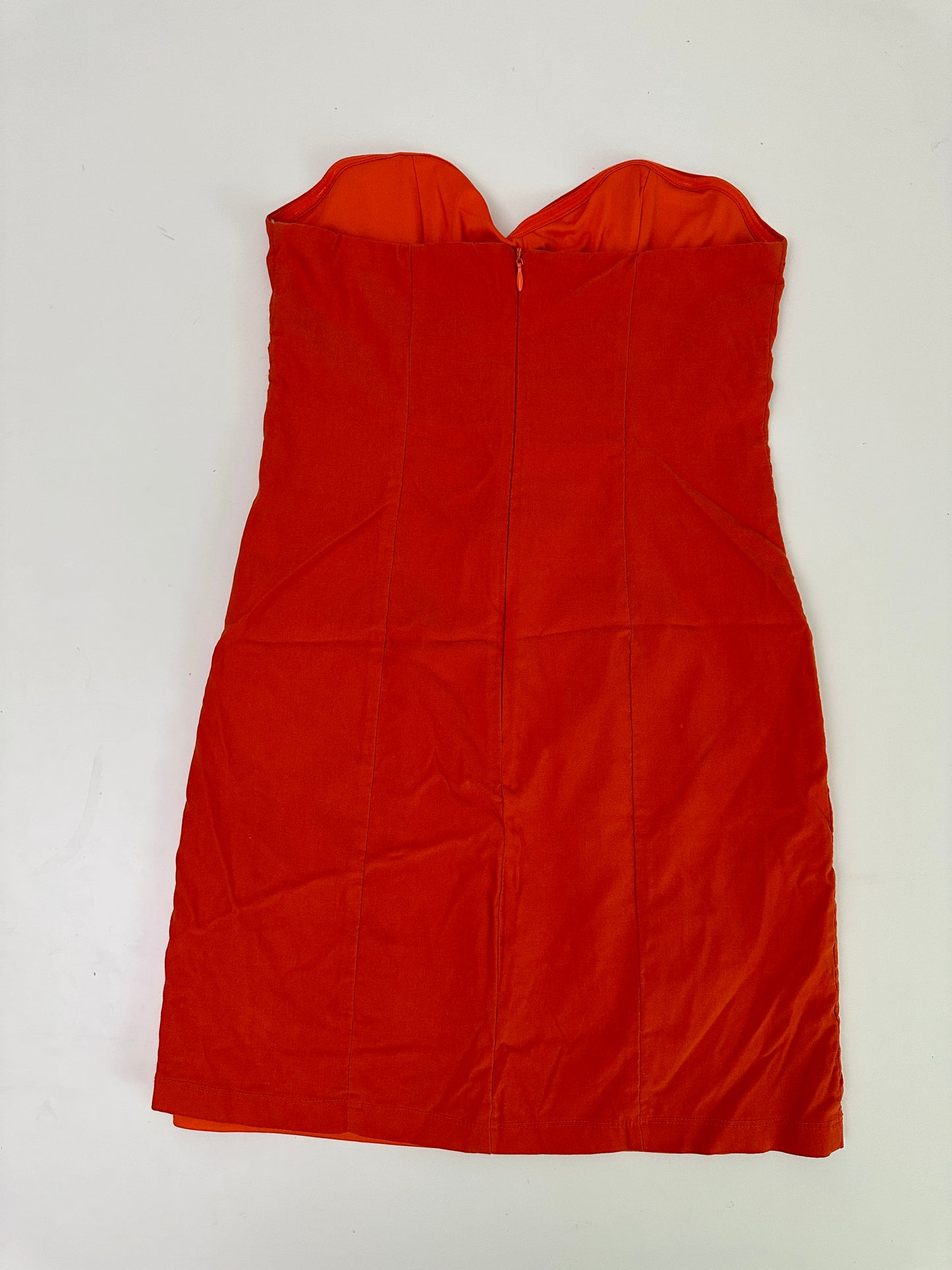 white fox orange strapless mini dress (size large)