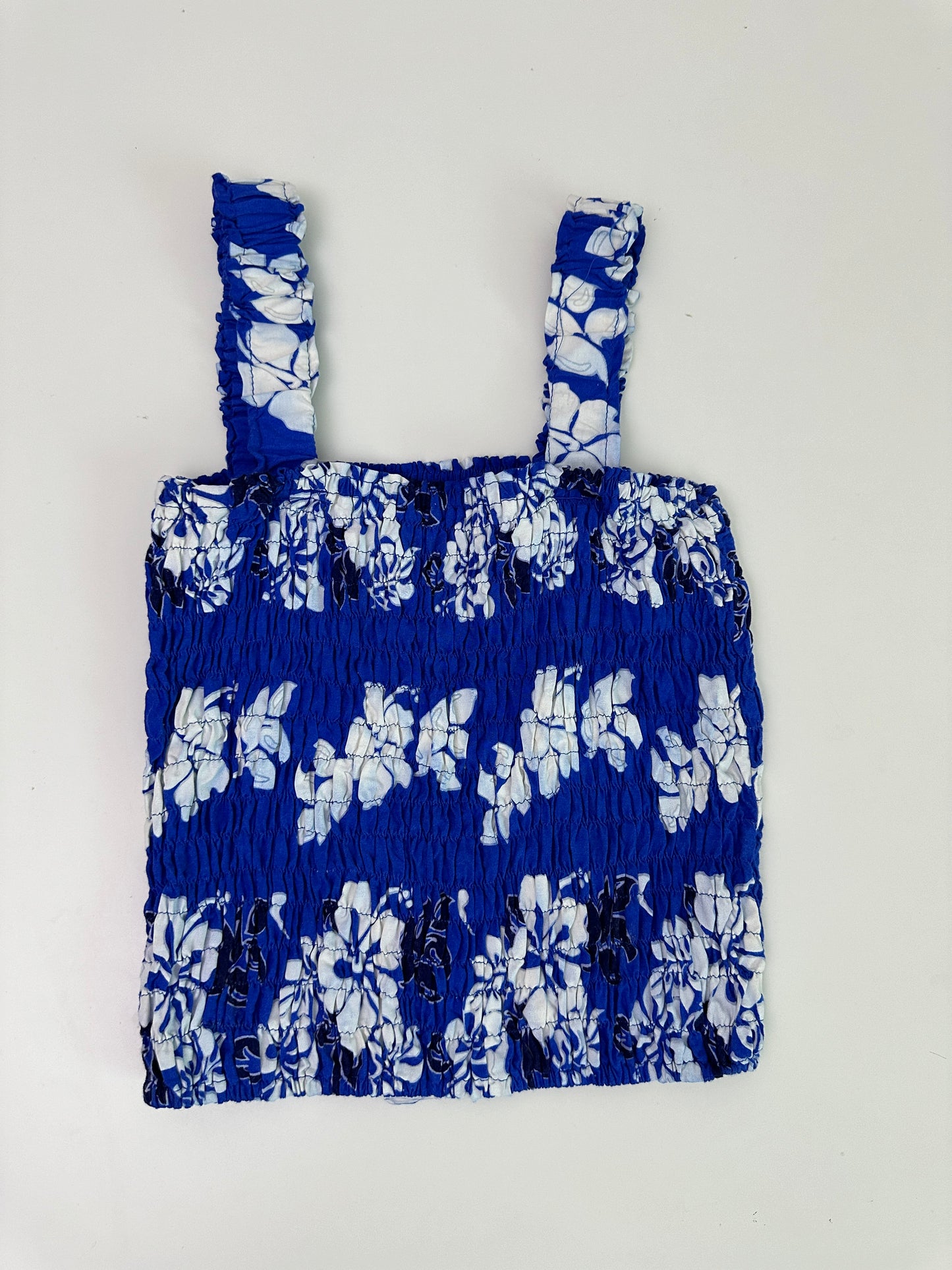 blue hawaiian floral tank  (size small)