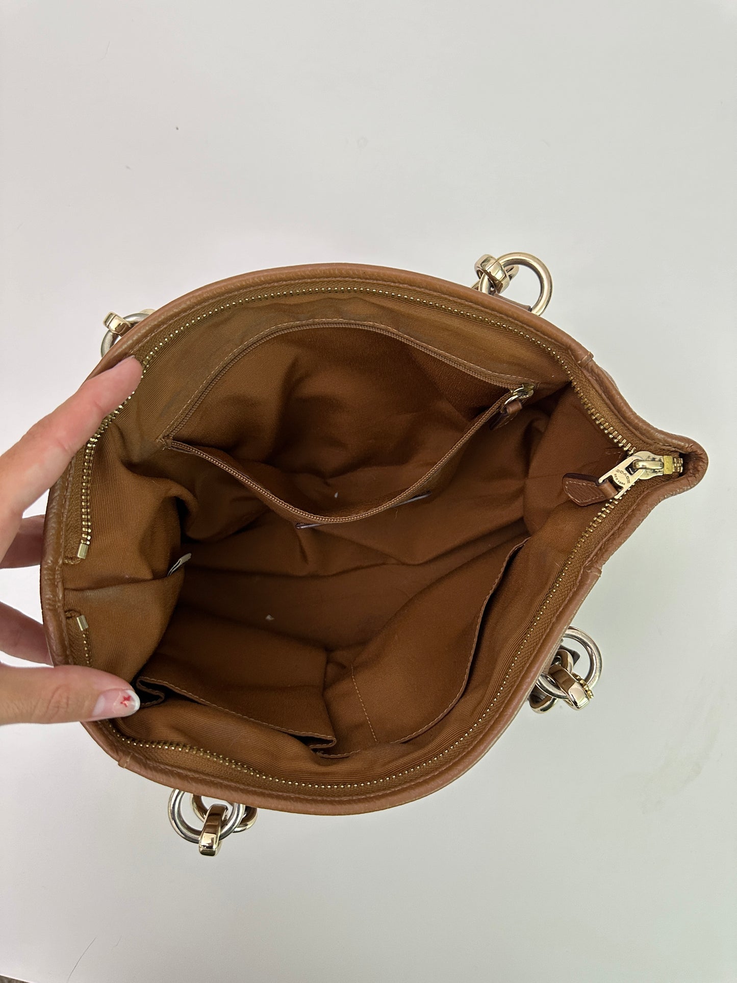 coach brown leather mini purse