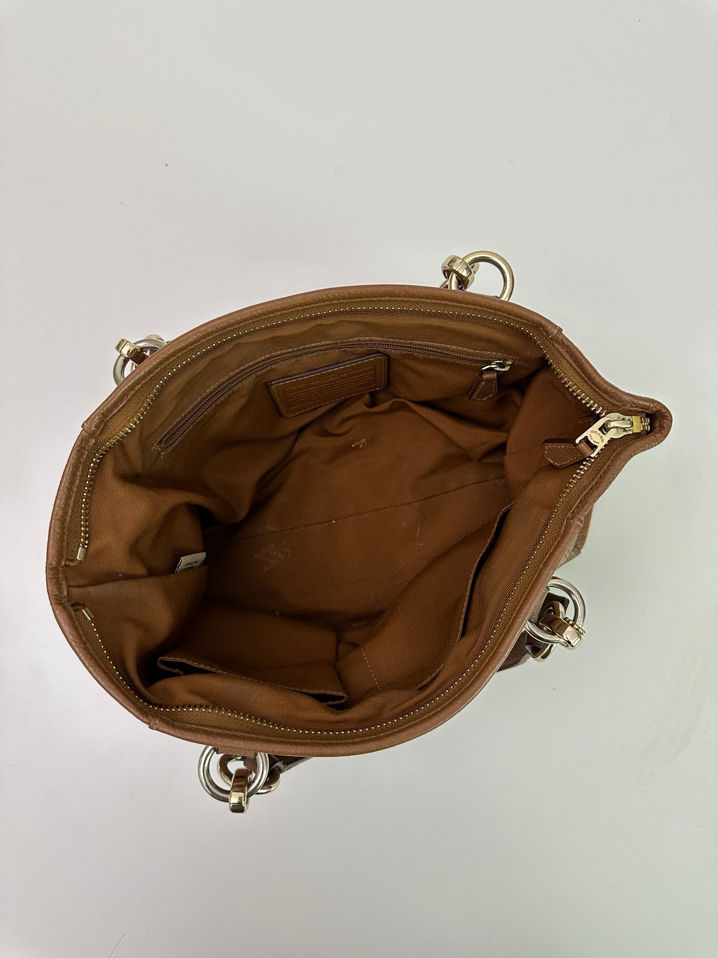 coach brown leather mini purse