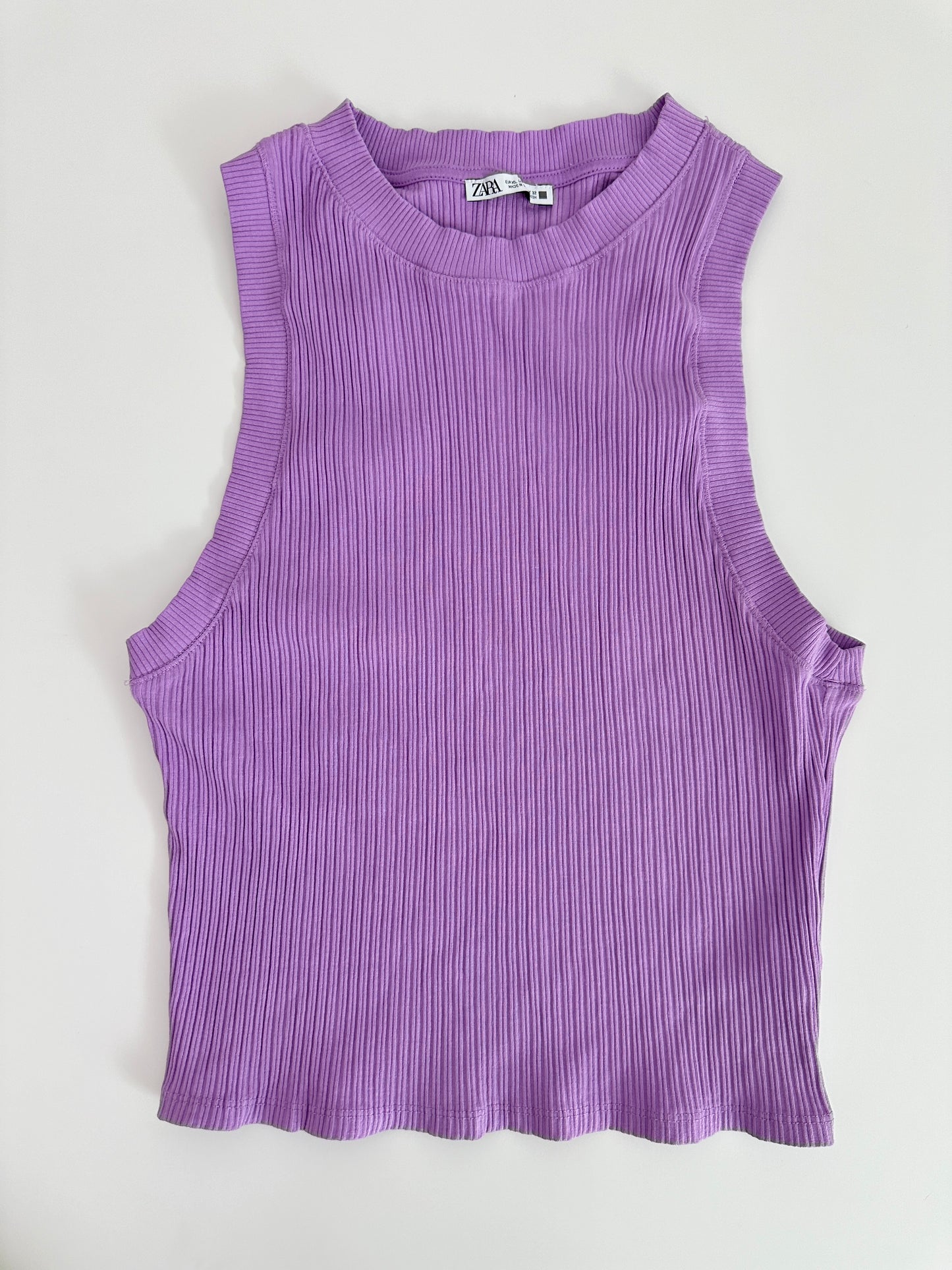 zara purple ribbed tank (size xlarge)