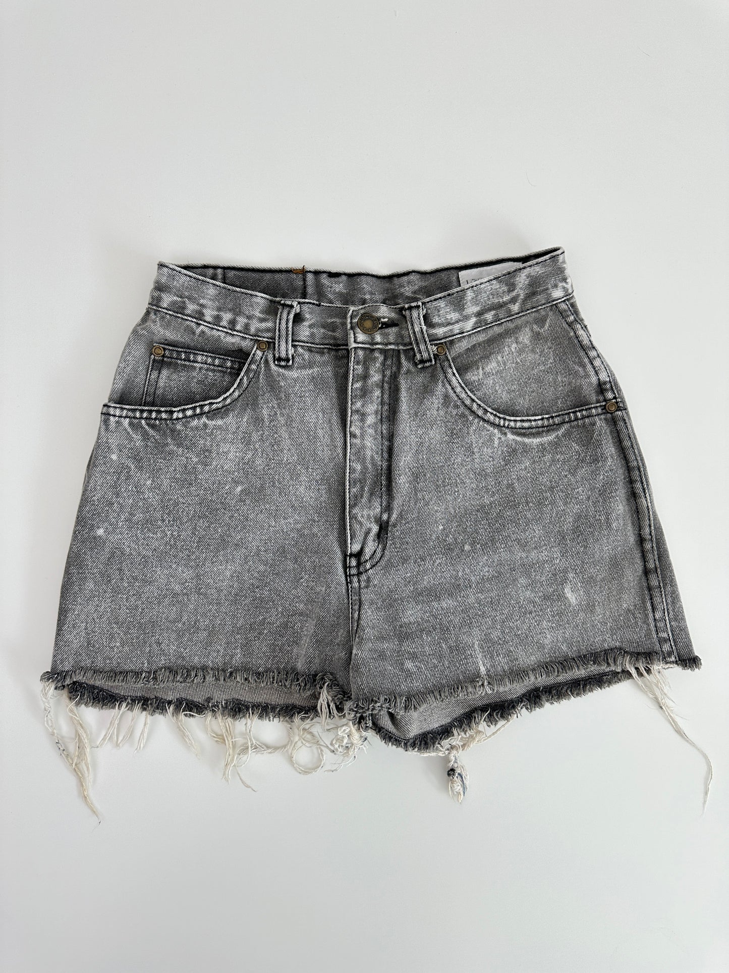 vintage grey wash high rise shorts (25" waist)