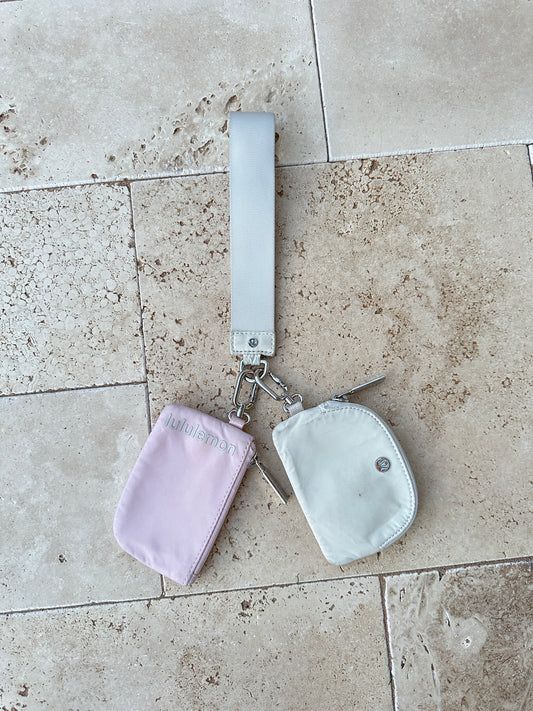 lululemon ivory/ pink dual pouch wristlet