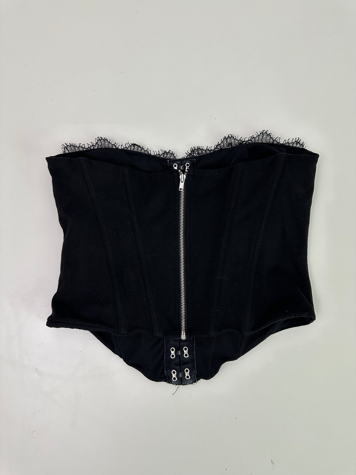 white fox black lace corset (size medium)