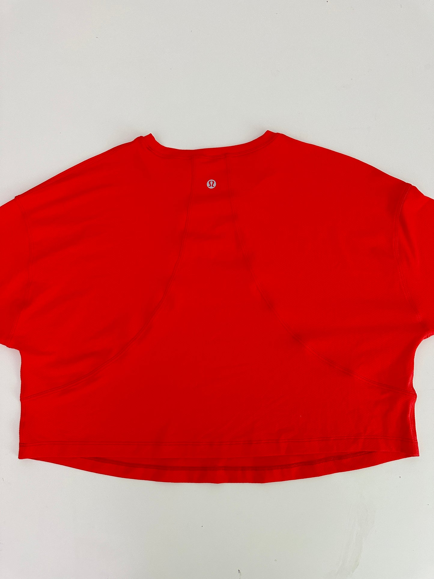 lululemon red logo muscle long sleeve - cropped length (size 6)