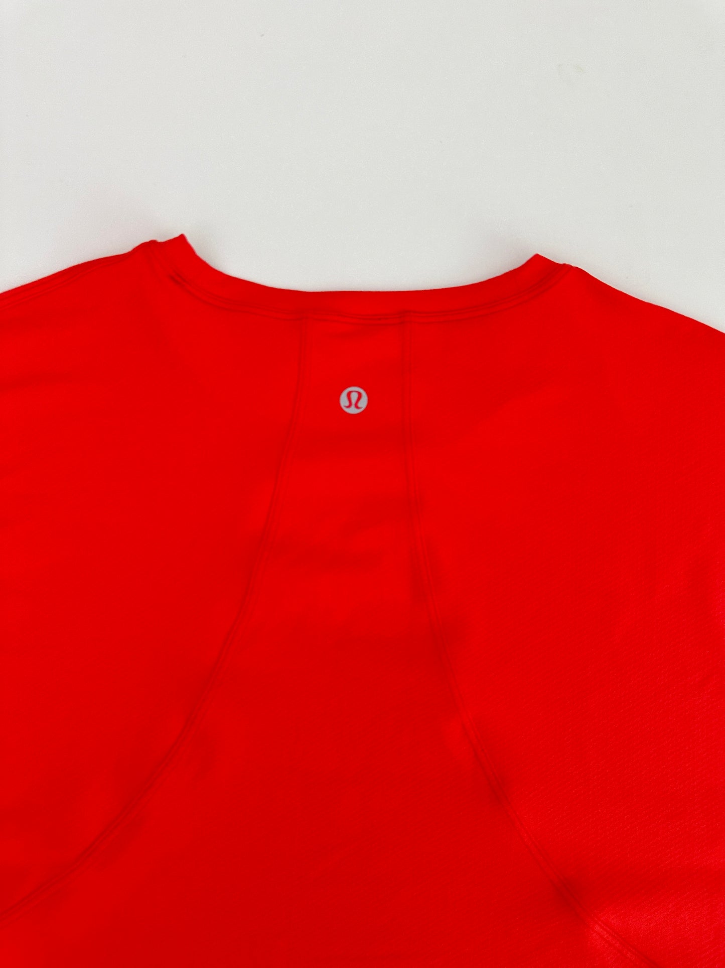 lululemon red logo muscle long sleeve - cropped length (size 6)