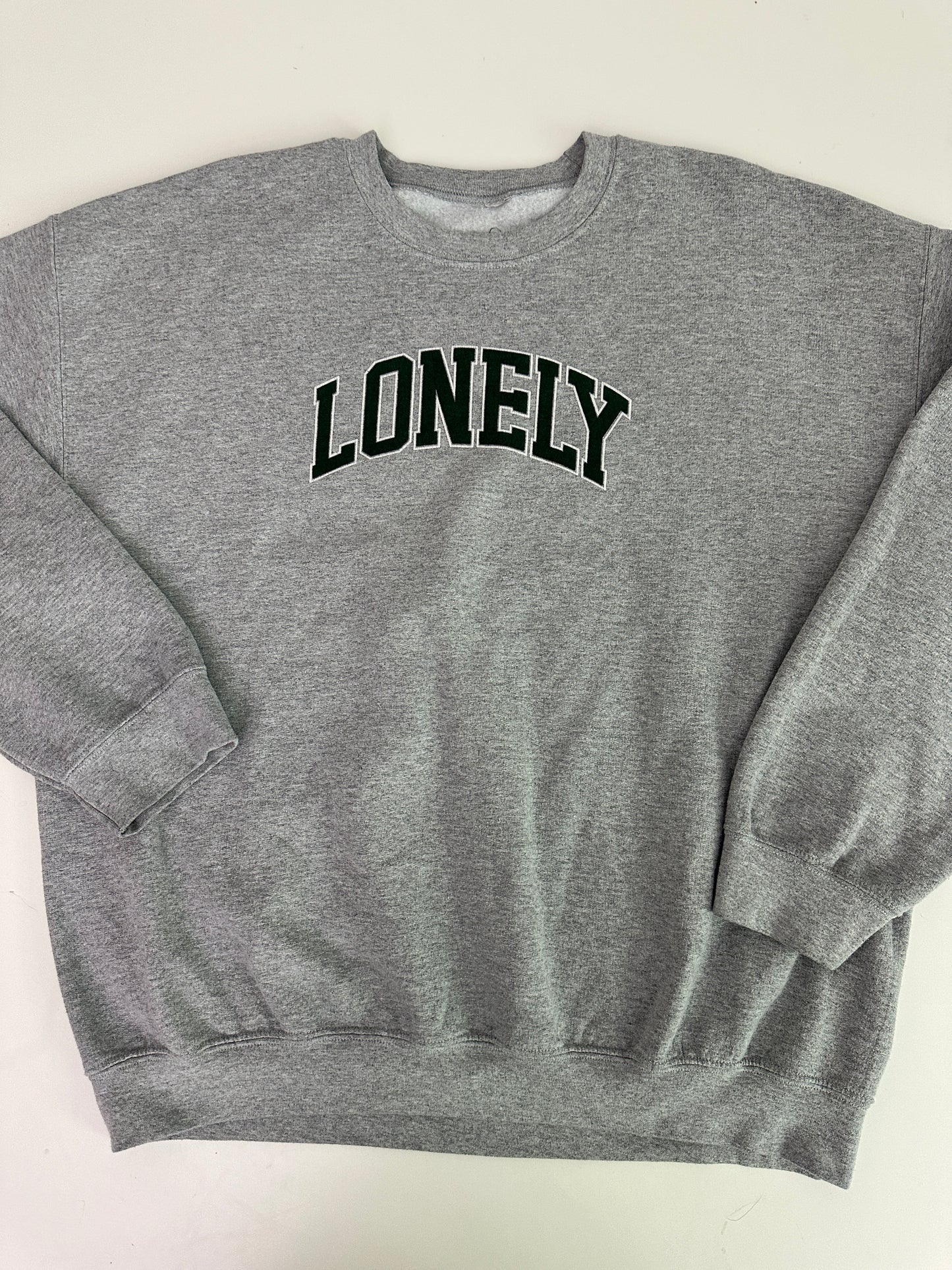 lonely ghost grey and green logo crewneck (size XL)