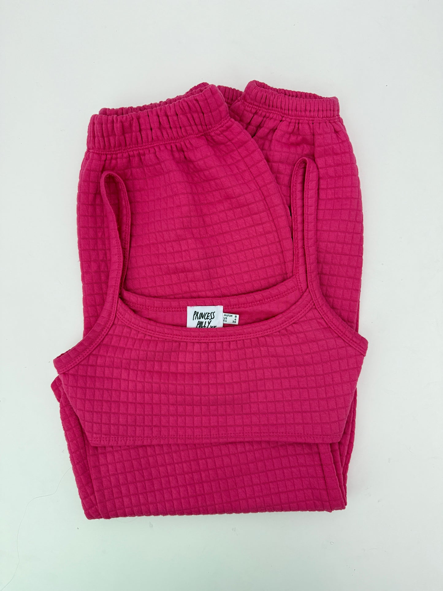 princess polly pink quilted jogger set (size 4)