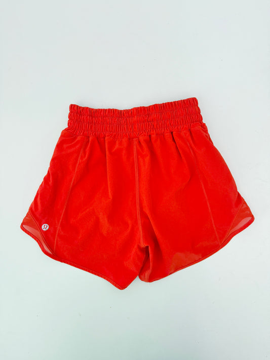 lululemon red high rise hotty hot shorts (size 2, 4" inseam)
