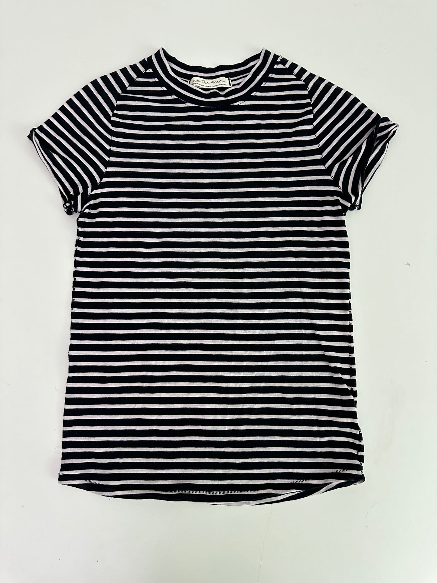 free people back and white striped tee (size medium)