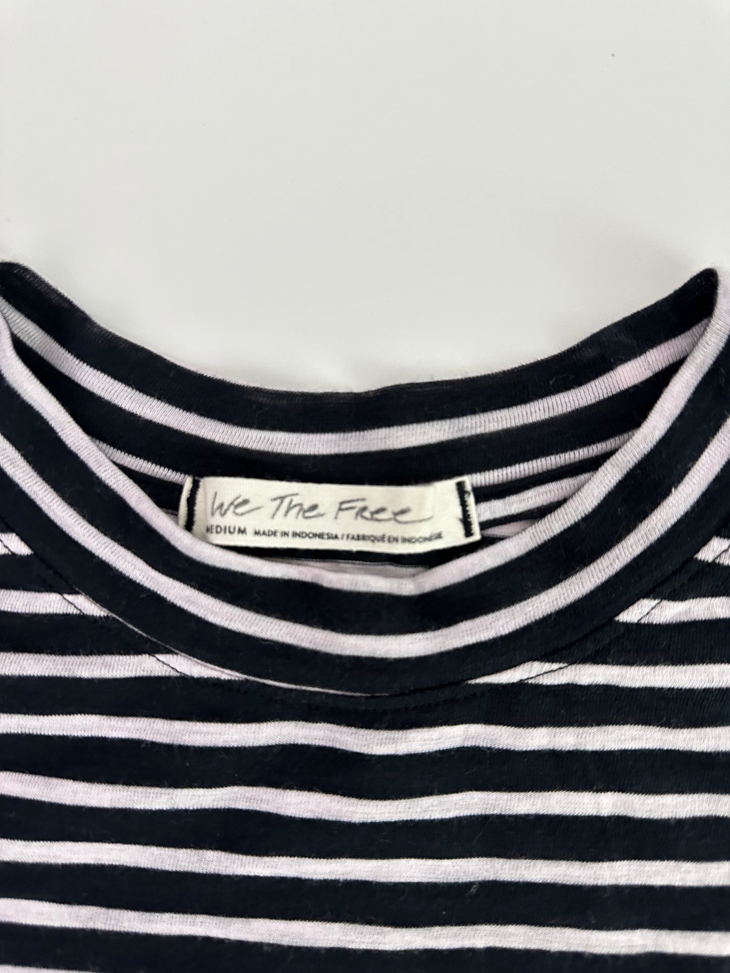 free people back and white striped tee (size medium)