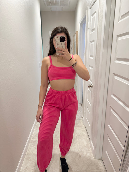 princess polly pink quilted jogger set (size 4)