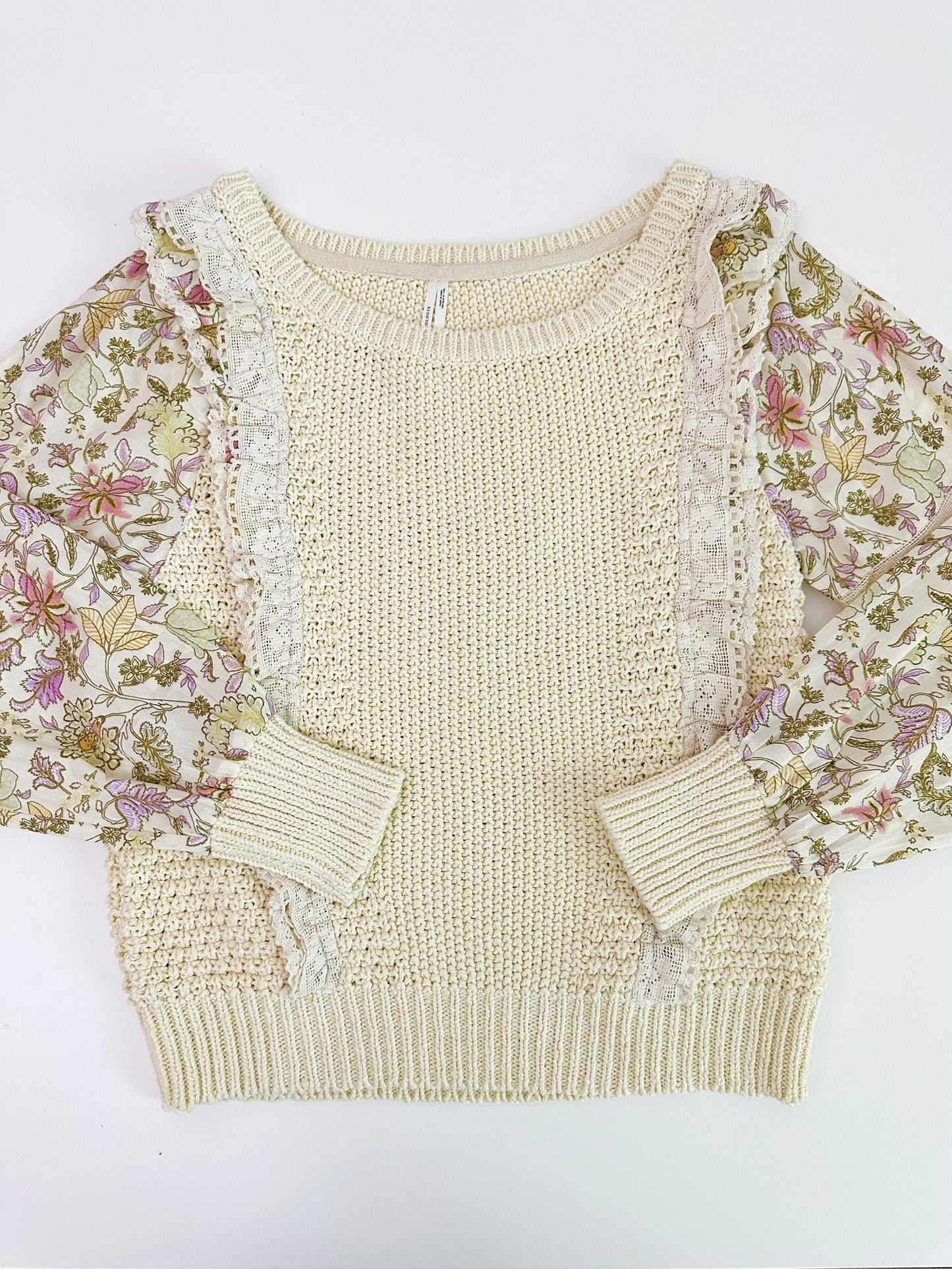 Anthropologie floral sleeve ruffle sweater (size small)