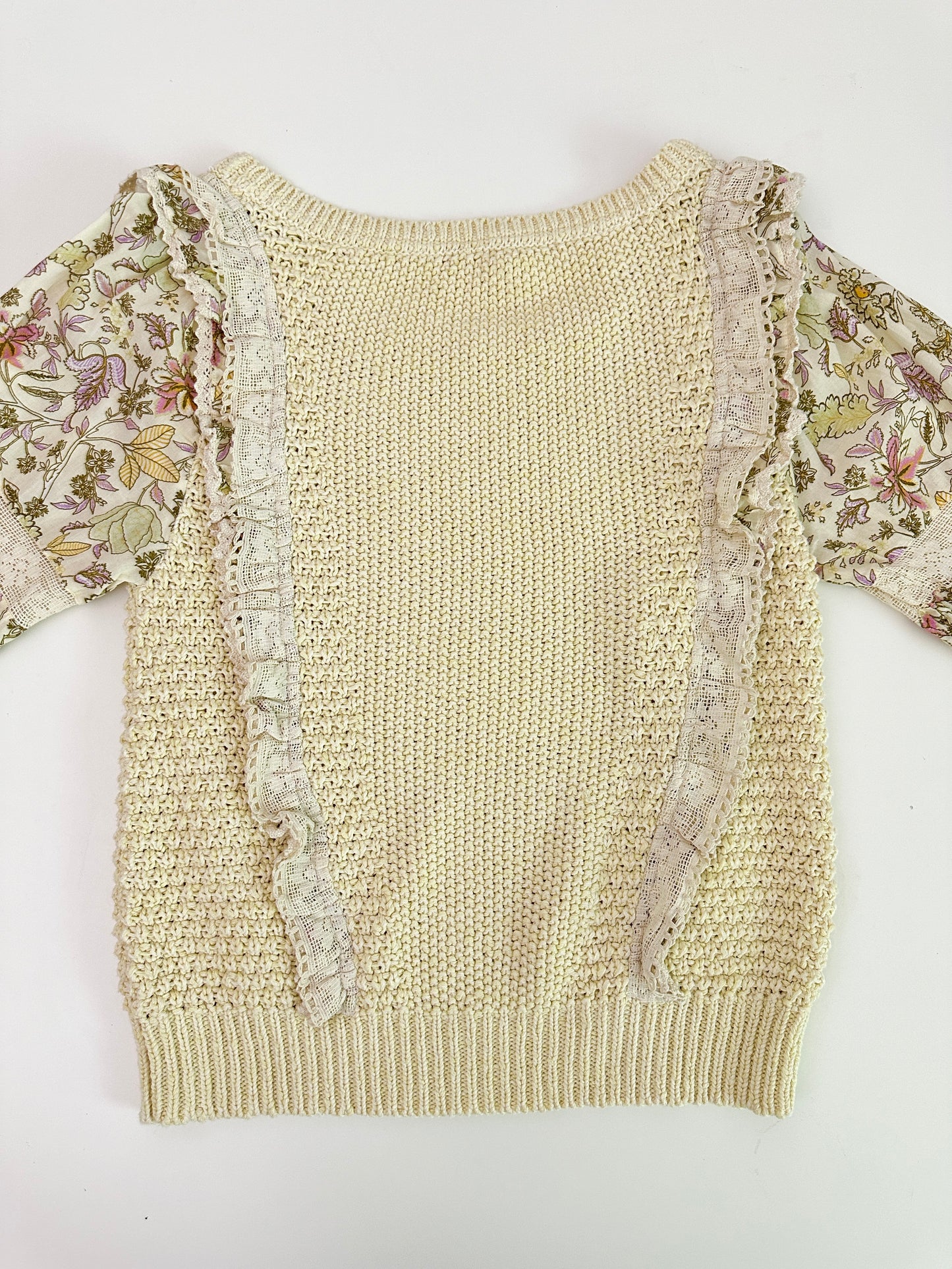 Anthropologie floral sleeve ruffle sweater (size small)