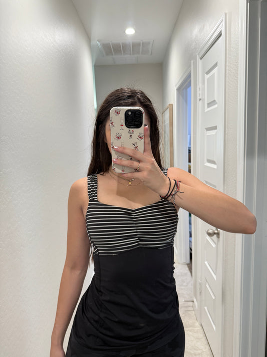 lululemon striped tank top with sports bra (size 6)