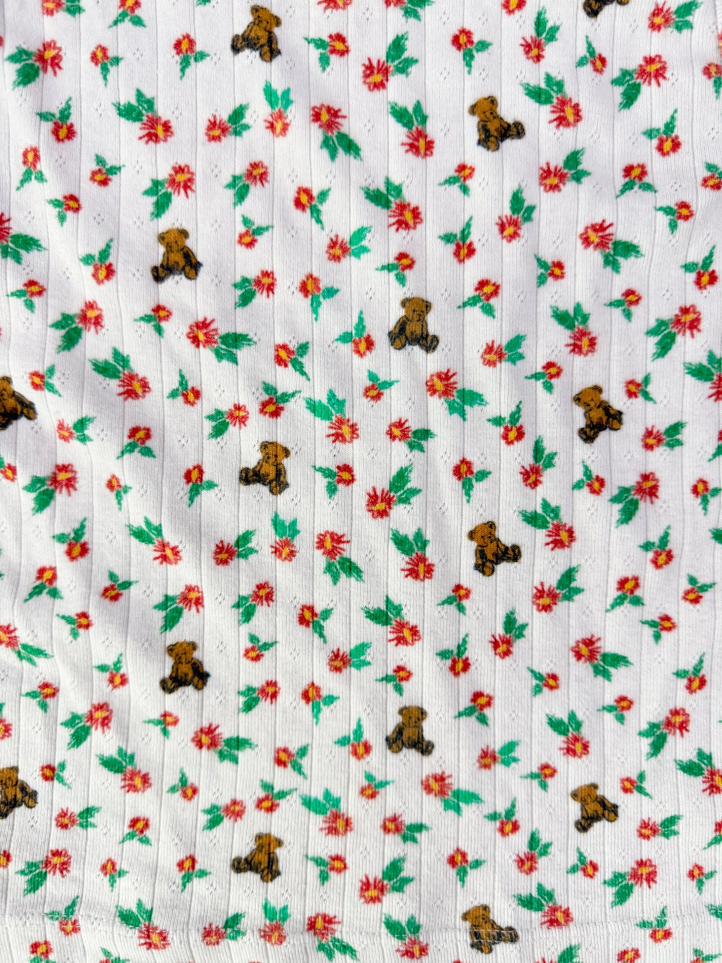 teddy fresh pointelle floral bear tank (size medium)