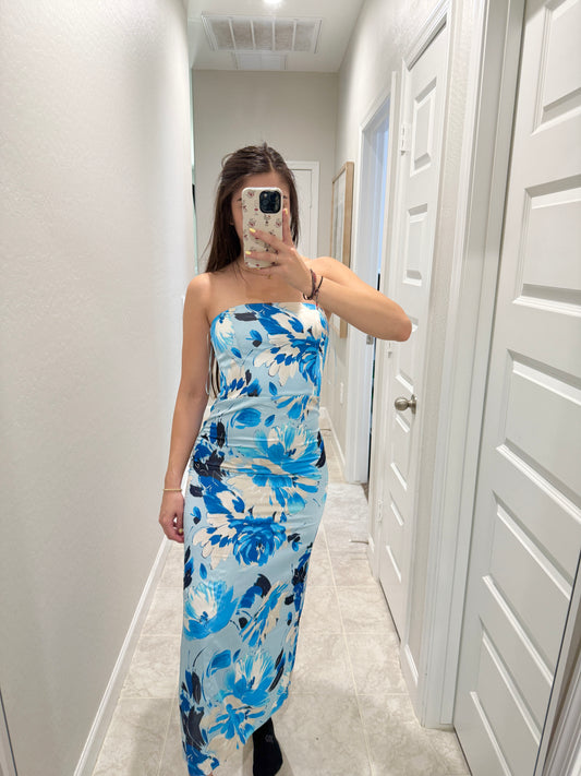 Abercrombie and fitch satin sculpt maxi dress (size small)