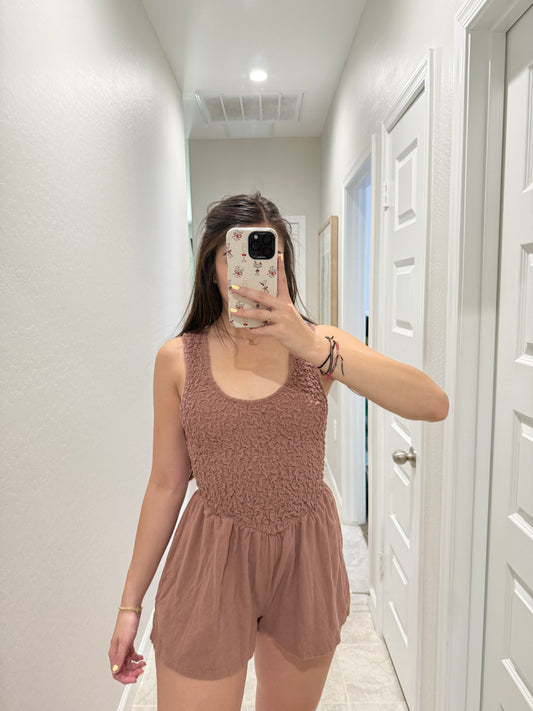 free people juliette smocked romper (size small)