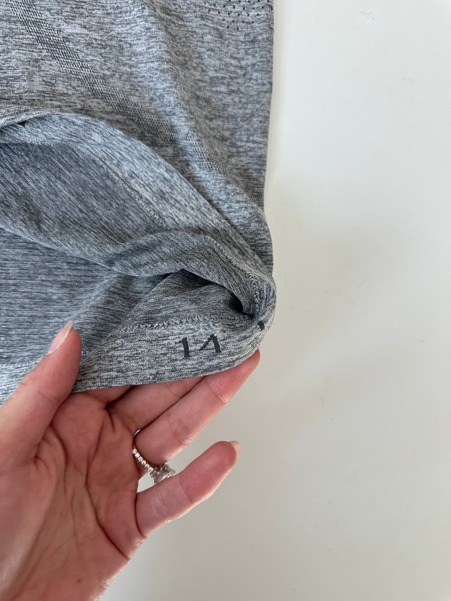 lululemon grey short sleeve swiftly - full length (size 14)