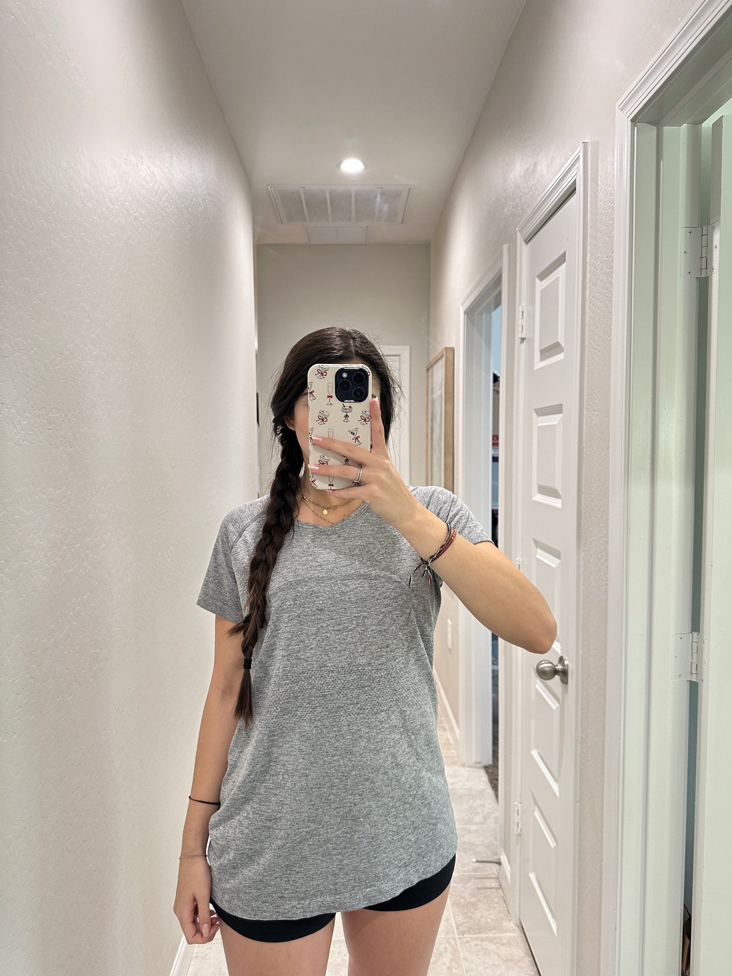 lululemon grey short sleeve swiftly - full length (size 14)