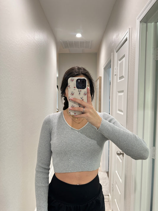 brandy melville grey ribbed sweater (one size - size small)