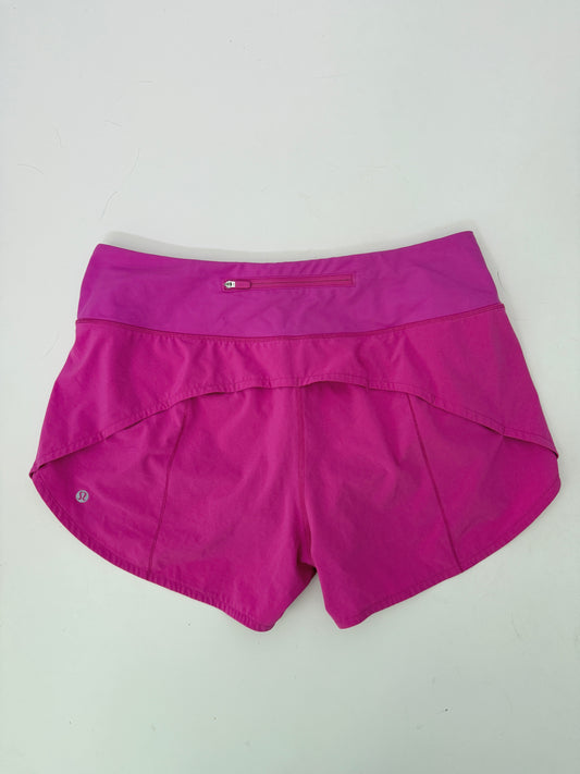 lululemon sonic pink speed up shorts (size 10, 4" inseam)