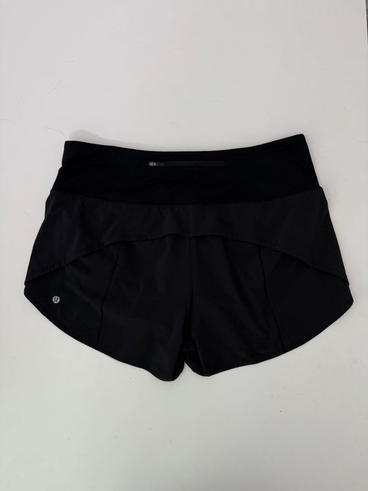 lululemon black high rise speed up shorts (size 12, 4" inseam)