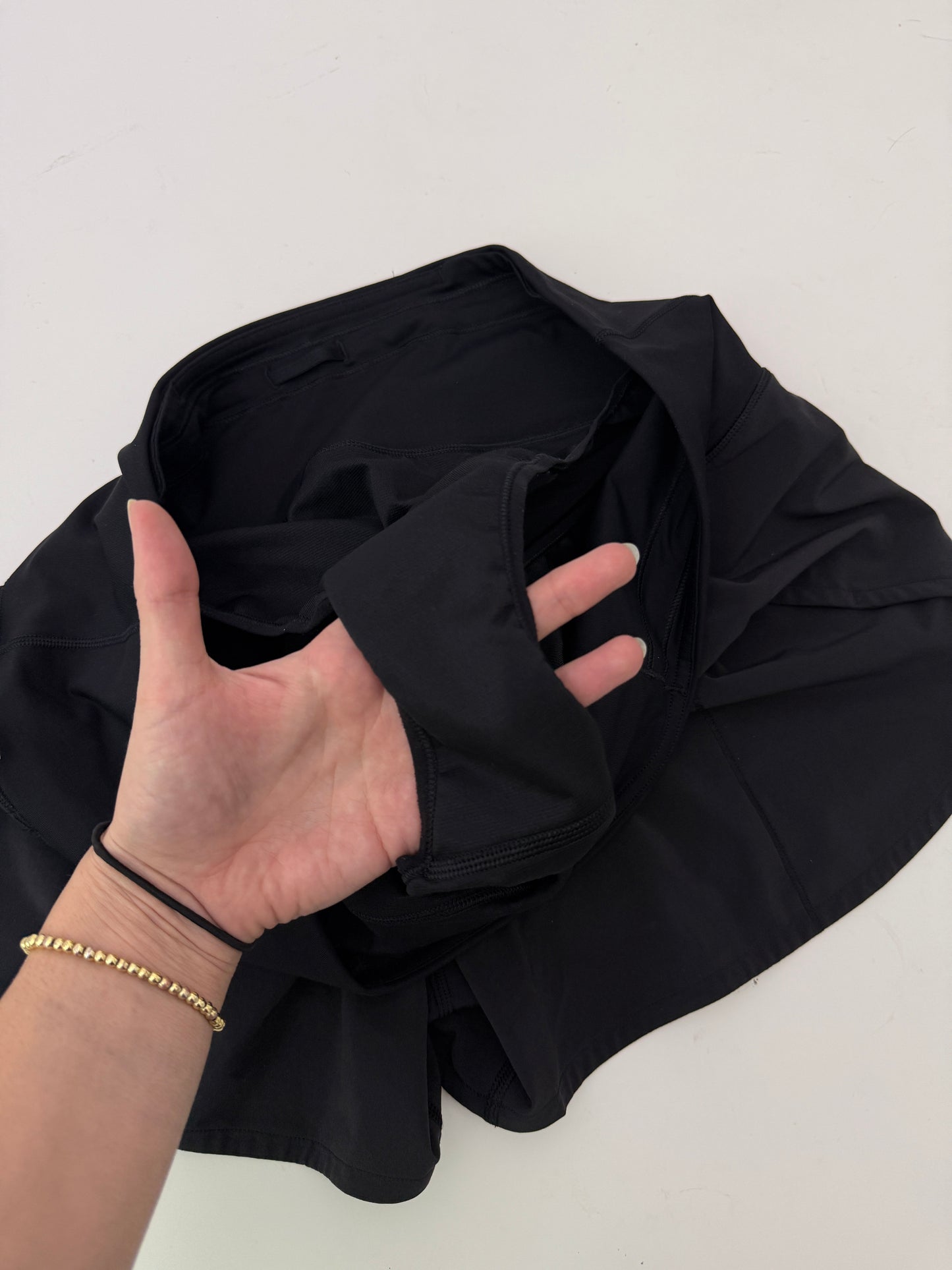 lululemon black high rise speed up shorts (size 12, 4" inseam)