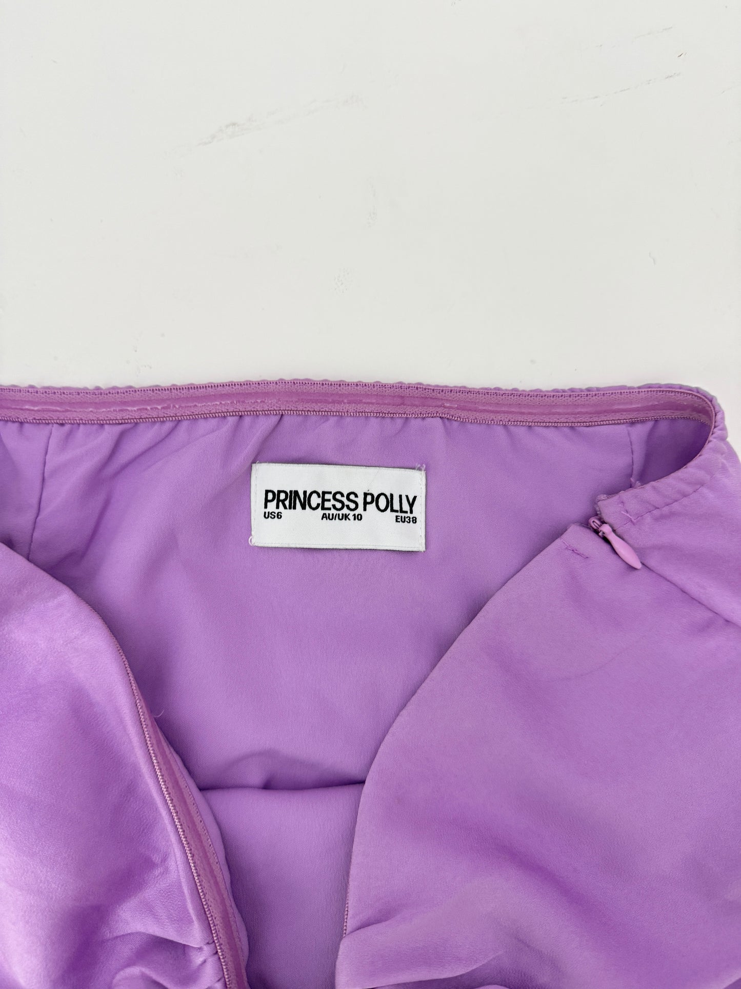 princess polly purple satin strapless dress (size 6)